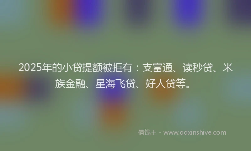 2025年的小贷提额被拒有：支富通、读秒贷、米族金融、星海飞贷、好人贷等。