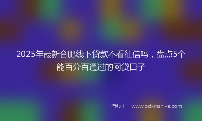 2025年最新合肥线下贷款不看征信吗，盘点5个能百分百通过的网贷口子