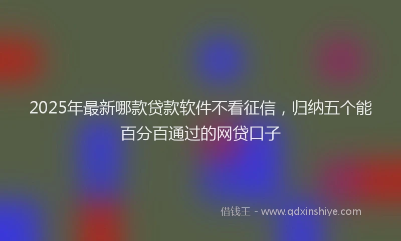 2025年最新哪款贷款软件不看征信，归纳五个能百分百通过的网贷口子