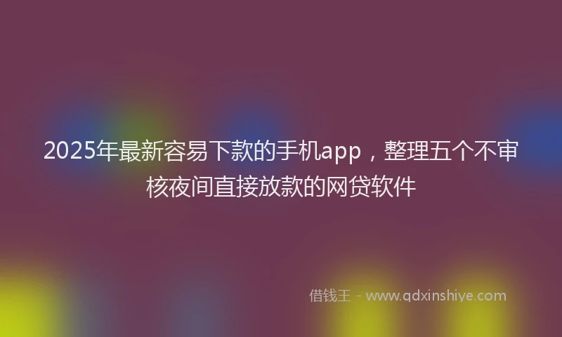 2025年最新容易下款的手机app，整理五个不审核夜间直接放款的网贷软件