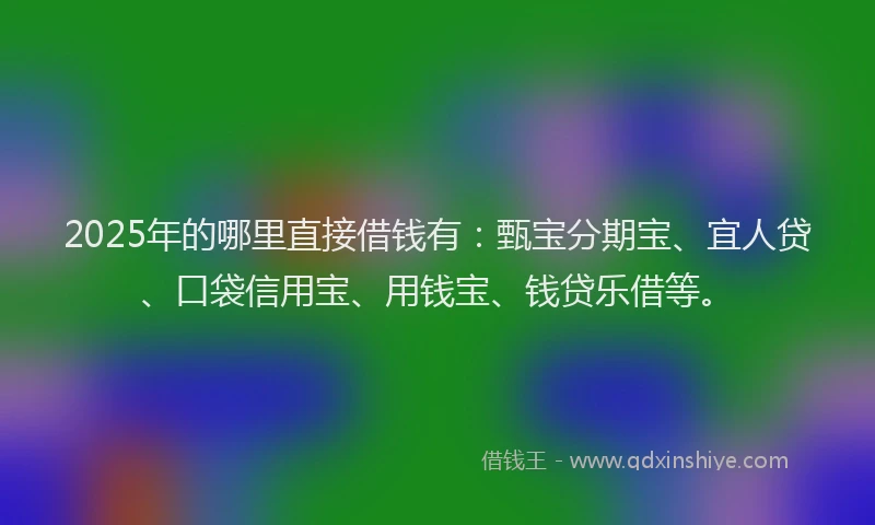 2025年的哪里直接借钱有：甄宝分期宝、宜人贷、口袋信用宝、用钱宝、钱贷乐借等。