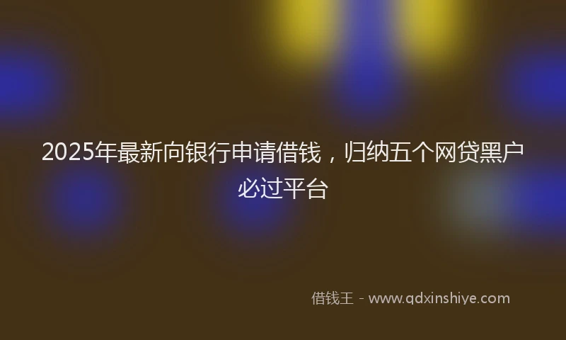 2025年最新向银行申请借钱，归纳五个网贷黑户必过平台