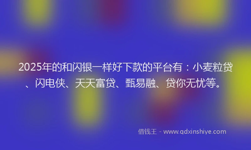 2025年的和闪银一样好下款的平台有：小麦粒贷、闪电侠、天天富贷、甄易融、贷你无忧等。
