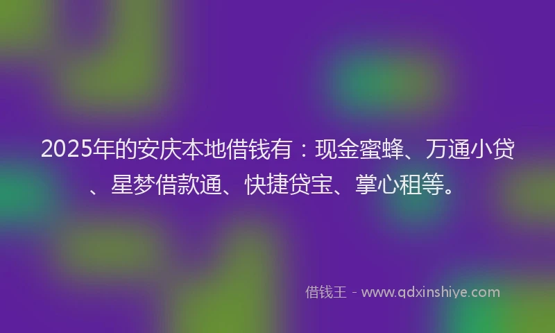 2025年的安庆本地借钱有：现金蜜蜂、万通小贷、星梦借款通、快捷贷宝、掌心租等。
