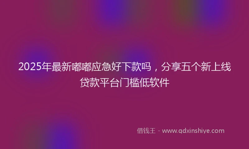 2025年最新嘟嘟应急好下款吗，分享五个新上线贷款平台门槛低软件