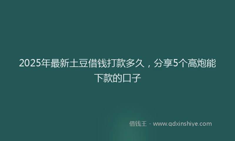 2025年最新土豆借钱打款多久，分享5个高炮能下款的口子