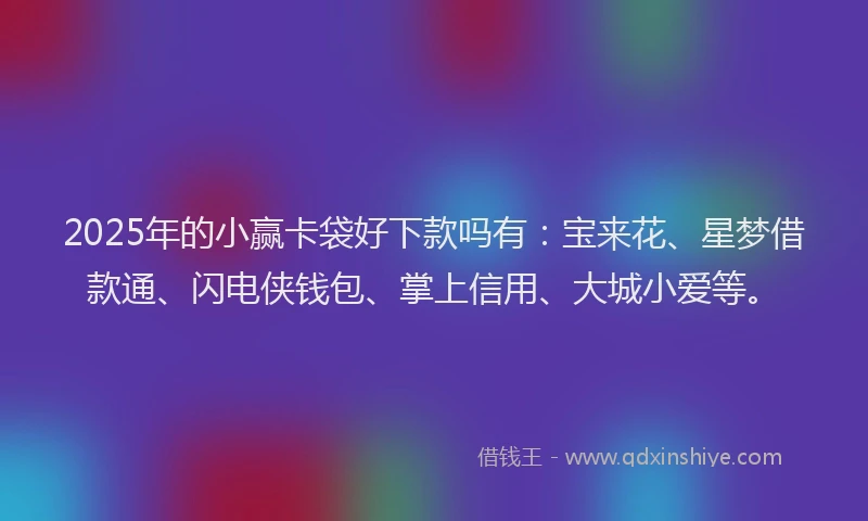 2025年的小赢卡袋好下款吗有：宝来花、星梦借款通、闪电侠钱包、掌上信用、大城小爱等。