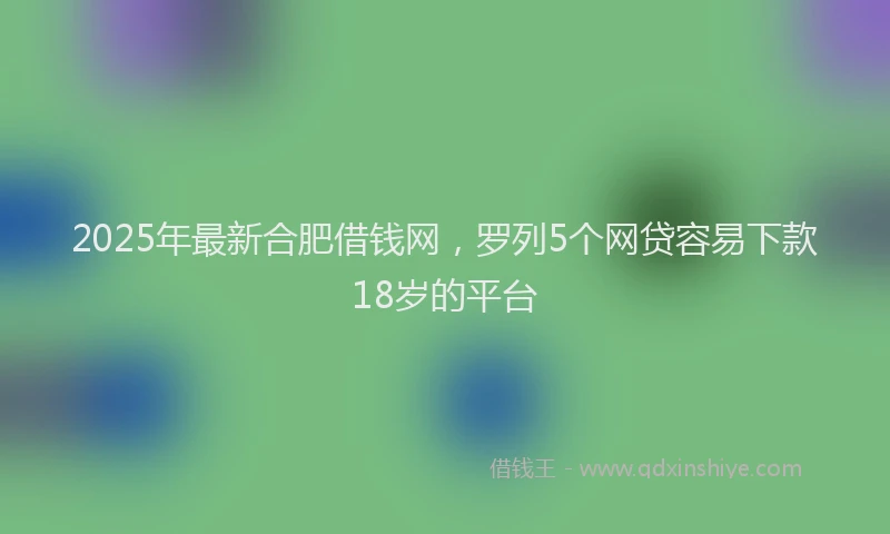 2025年最新合肥借钱网，罗列5个网贷容易下款18岁的平台