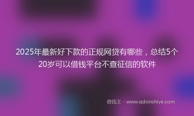 2025年最新好下款的正规网贷有哪些，总结5个20岁可以借钱平台不查征信的软件