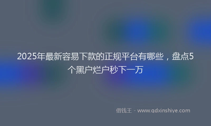2025年最新容易下款的正规平台有哪些，盘点5个黑户烂户秒下一万