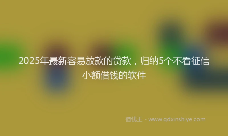 2025年最新容易放款的贷款，归纳5个不看征信小额借钱的软件