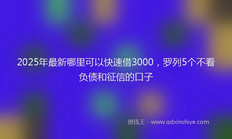 2025年最新哪里可以快速借3000，罗列5个不看负债和征信的口子
