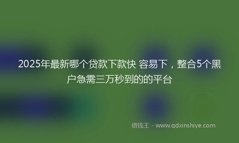 2025年最新哪个贷款下款快 容易下，整合5个黑户急需三万秒到的的平台