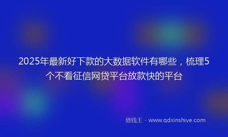 2025年最新好下款的大数据软件有哪些，梳理5个不看征信网贷平台放款快的平台