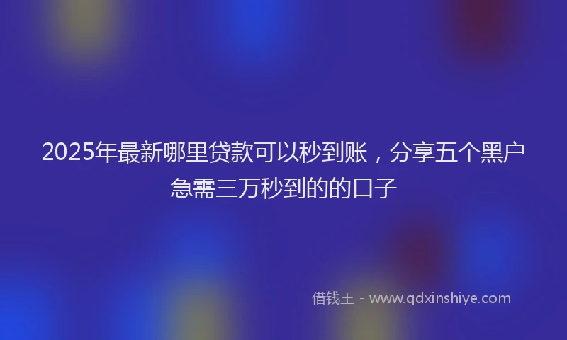 2025年最新哪里贷款可以秒到账，分享五个黑户急需三万秒到的的口子