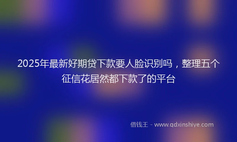 2025年最新好期贷下款要人脸识别吗，整理五个征信花居然都下款了的平台