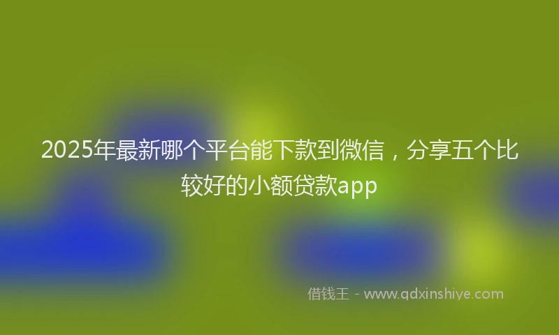 2025年最新哪个平台能下款到微信，分享五个比较好的小额贷款app