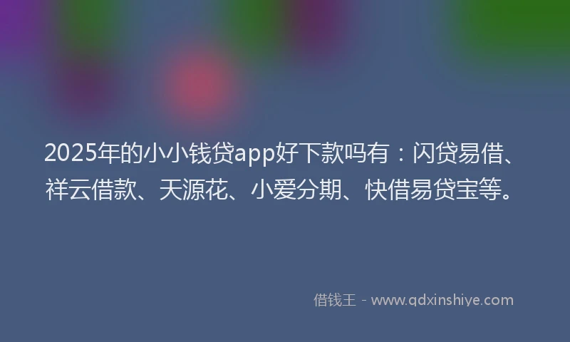 2025年的小小钱贷app好下款吗有：闪贷易借、祥云借款、天源花、小爱分期、快借易贷宝等。