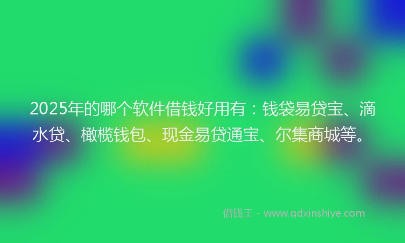 2025年的哪个软件借钱好用有：钱袋易贷宝、滴水贷、橄榄钱包、现金易贷通宝、尔集商城等。