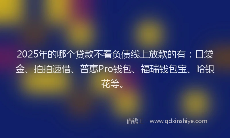 2025年的哪个贷款不看负债线上放款的有：口袋金、拍拍速借、普惠Pro钱包、福瑞钱包宝、哈银花等。