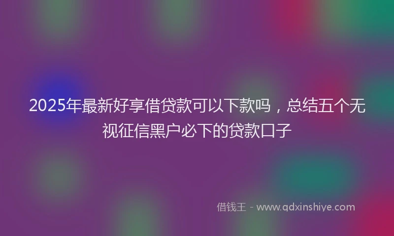 2025年最新好享借贷款可以下款吗，总结五个无视征信黑户必下的贷款口子
