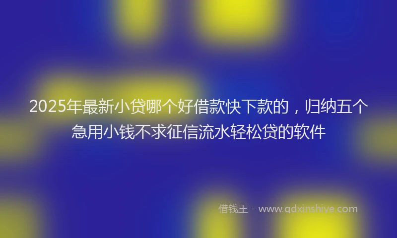 2025年最新小贷哪个好借款快下款的，归纳五个急用小钱不求征信流水轻松贷的软件