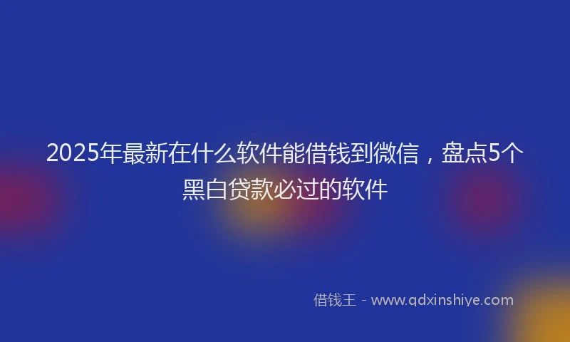2025年最新在什么软件能借钱到微信，盘点5个黑白贷款必过的软件