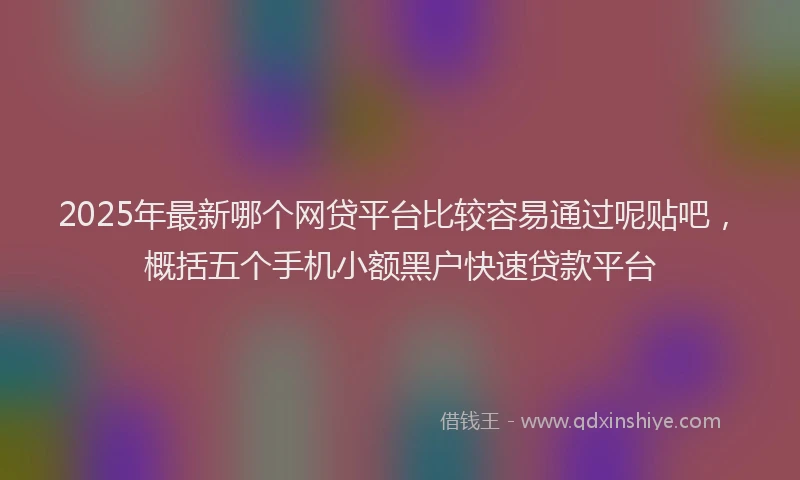 2025年最新哪个网贷平台比较容易通过呢贴吧，概括五个手机小额黑户快速贷款平台