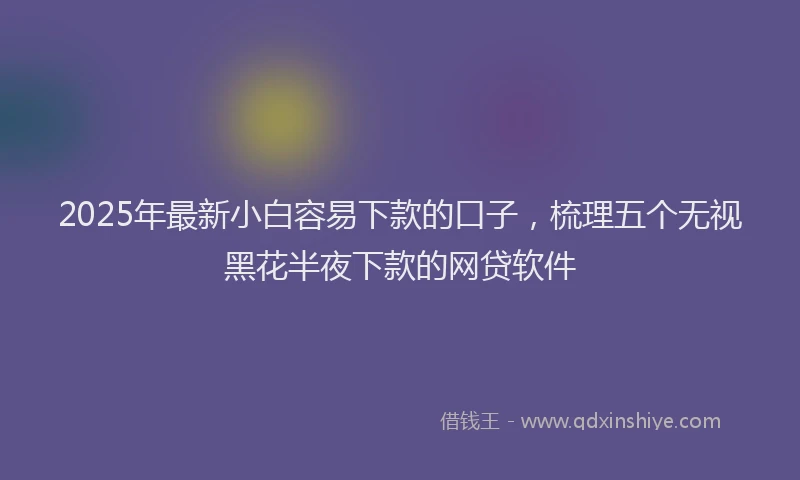 2025年最新小白容易下款的口子，梳理五个无视黑花半夜下款的网贷软件