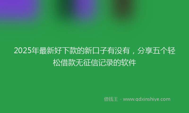 2025年最新好下款的新口子有没有，分享五个轻松借款无征信记录的软件