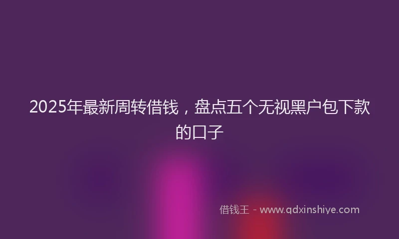 2025年最新周转借钱，盘点五个无视黑户包下款的口子