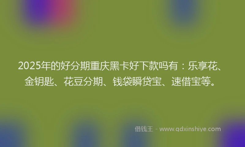 2025年的好分期重庆黑卡好下款吗有：乐享花、金钥匙、花豆分期、钱袋瞬贷宝、速借宝等。