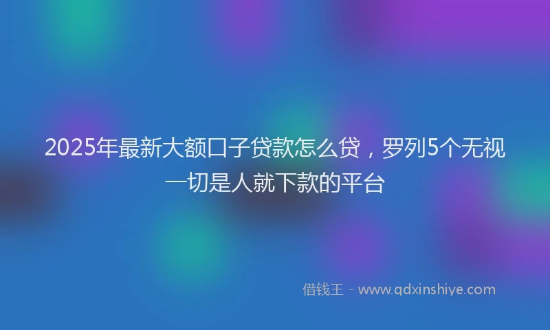 2025年最新大额口子贷款怎么贷，罗列5个无视一切是人就下款的平台