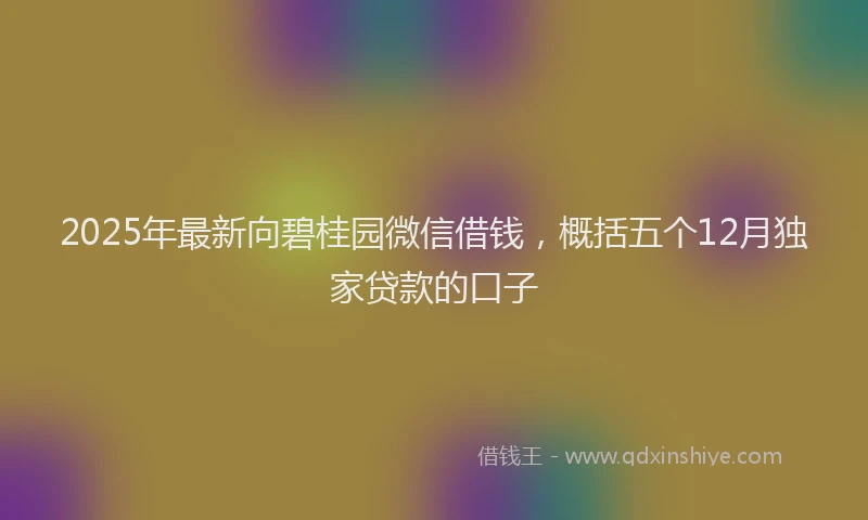 2025年最新向碧桂园微信借钱，概括五个12月独家贷款的口子