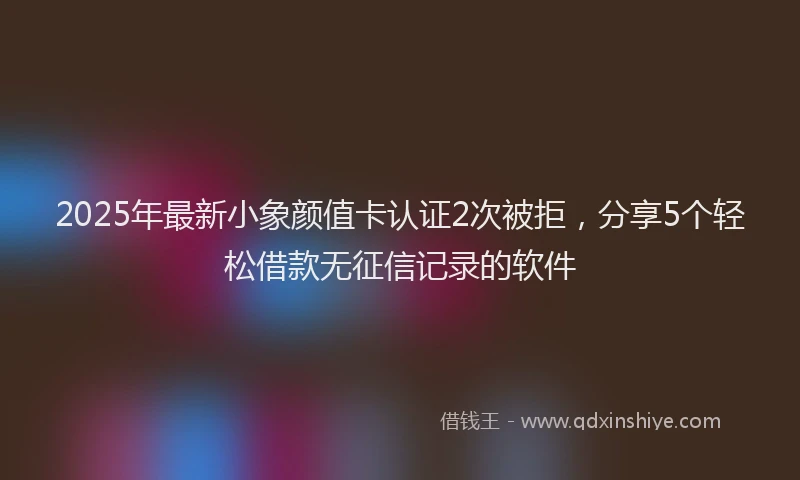 2025年最新小象颜值卡认证2次被拒，分享5个轻松借款无征信记录的软件