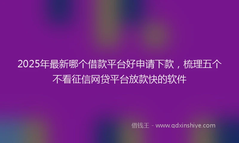 2025年最新哪个借款平台好申请下款，梳理五个不看征信网贷平台放款快的软件