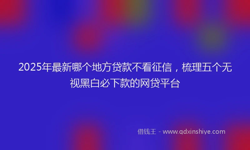 2025年最新哪个地方贷款不看征信，梳理五个无视黑白必下款的网贷平台