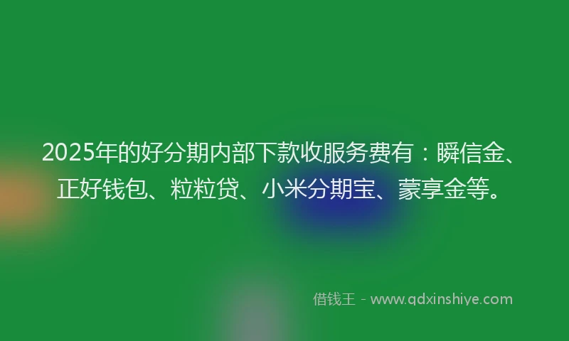 2025年的好分期内部下款收服务费有：瞬信金、正好钱包、粒粒贷、小米分期宝、蒙享金等。