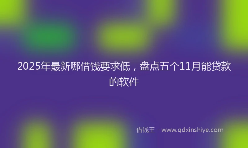 2025年最新哪借钱要求低，盘点五个11月能贷款的软件