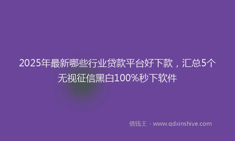2025年最新哪些行业贷款平台好下款，汇总5个无视征信黑白100%秒下软件