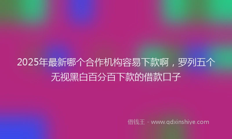 2025年最新哪个合作机构容易下款啊，罗列五个无视黑白百分百下款的借款口子
