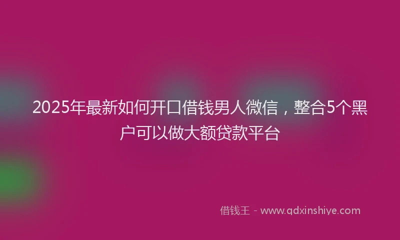 2025年最新如何开口借钱男人微信，整合5个黑户可以做大额贷款平台