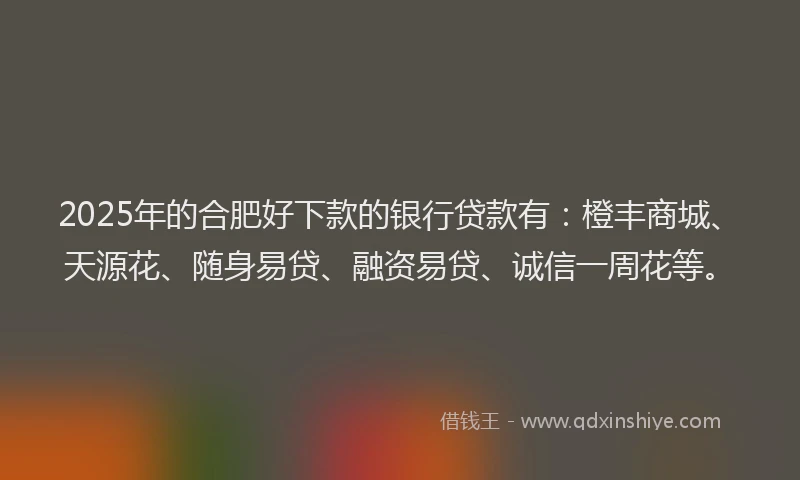 2025年的合肥好下款的银行贷款有：橙丰商城、天源花、随身易贷、融资易贷、诚信一周花等。
