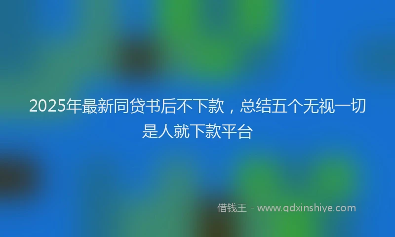 2025年最新同贷书后不下款，总结五个无视一切是人就下款平台