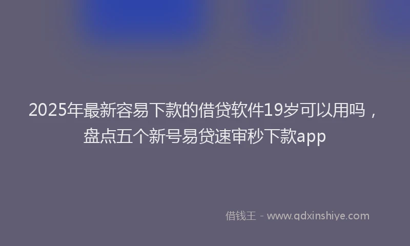 2025年最新容易下款的借贷软件19岁可以用吗，盘点五个新号易贷速审秒下款app