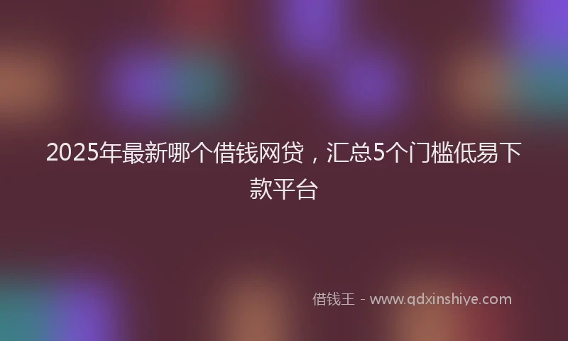 2025年最新哪个借钱网贷，汇总5个门槛低易下款平台