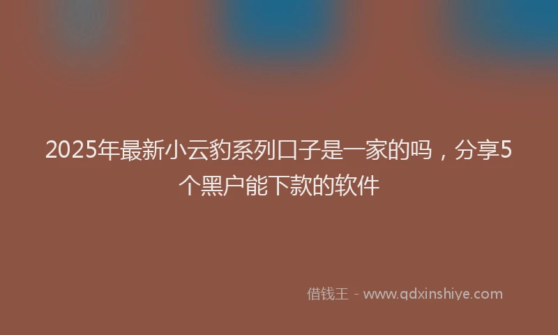 2025年最新小云豹系列口子是一家的吗，分享5个黑户能下款的软件