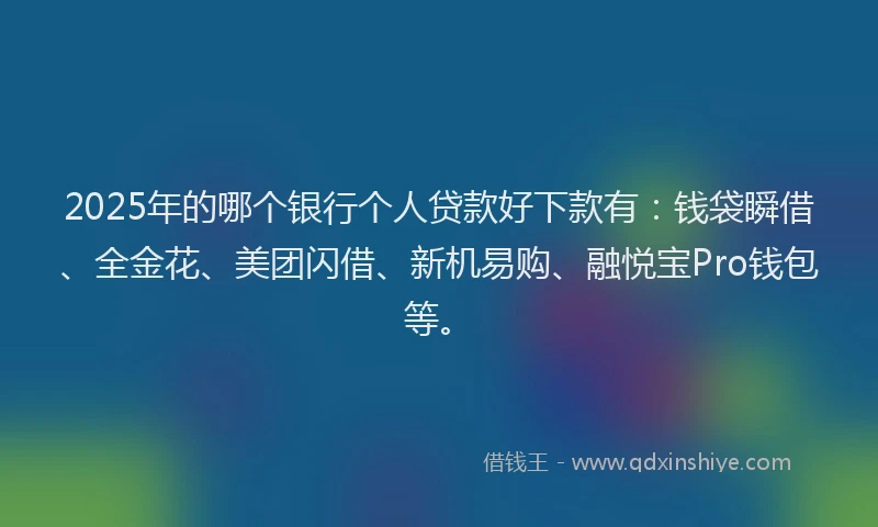 2025年的哪个银行个人贷款好下款有：钱袋瞬借、全金花、美团闪借、新机易购、融悦宝Pro钱包等。