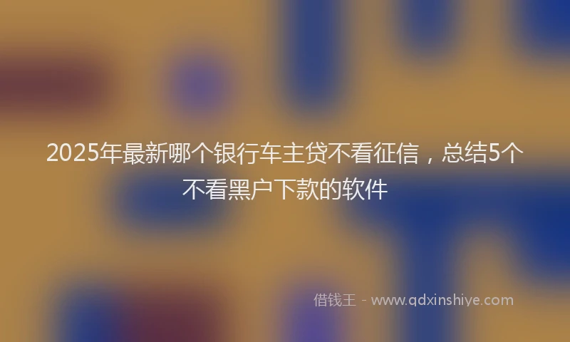 2025年最新哪个银行车主贷不看征信，总结5个不看黑户下款的软件