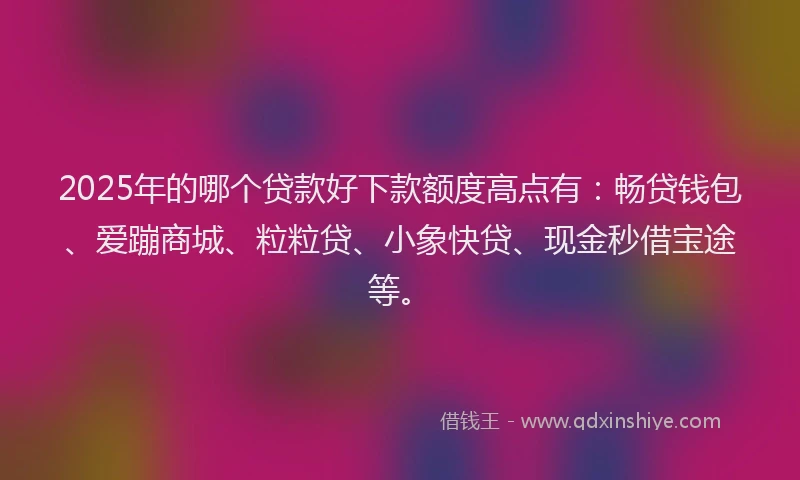 2025年的哪个贷款好下款额度高点有：畅贷钱包、爱蹦商城、粒粒贷、小象快贷、现金秒借宝途等。